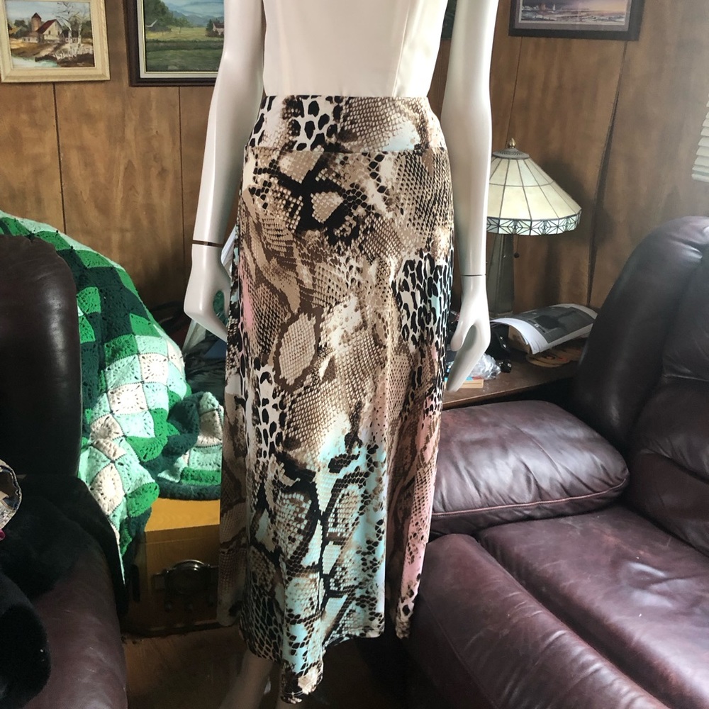Tribal Multicolor Snake Print Maxi Skirt